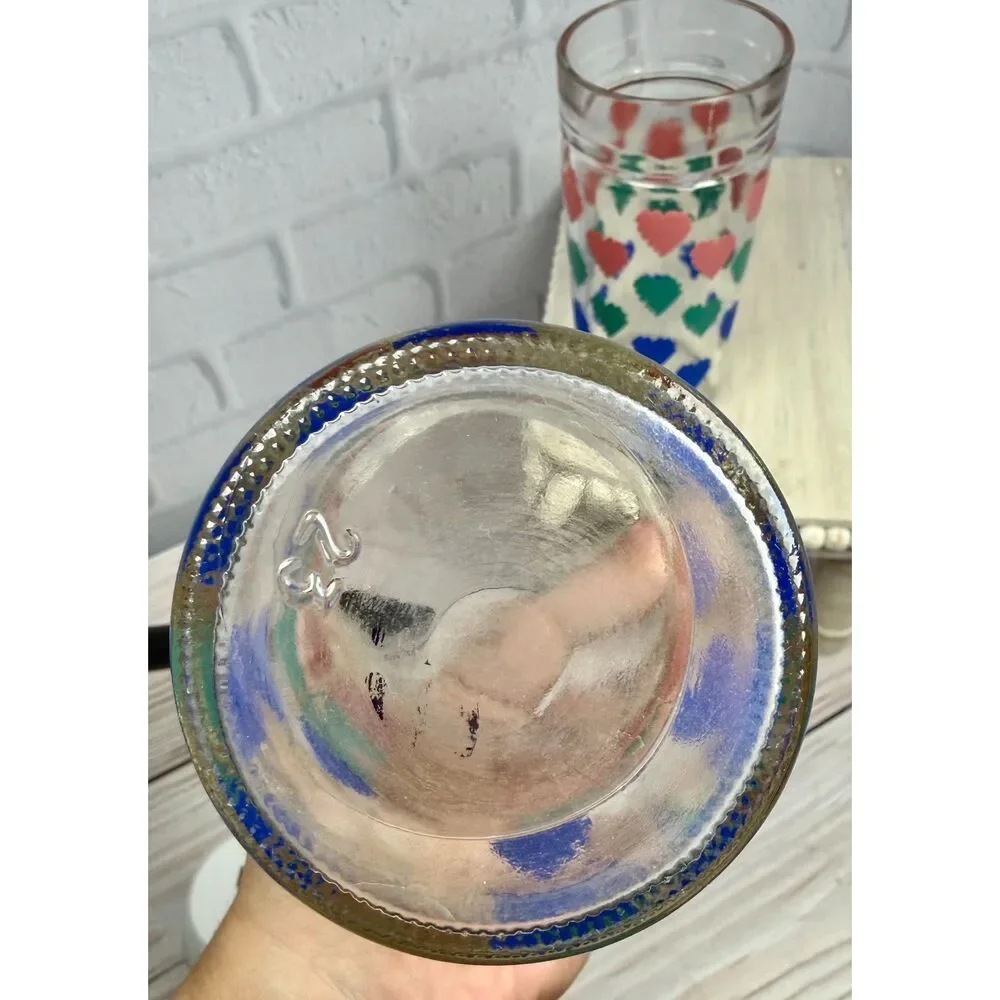 Vintage Anchor Hocking Heart Tumblers / Jelly Jars - Pair of 2 glasses 1980's